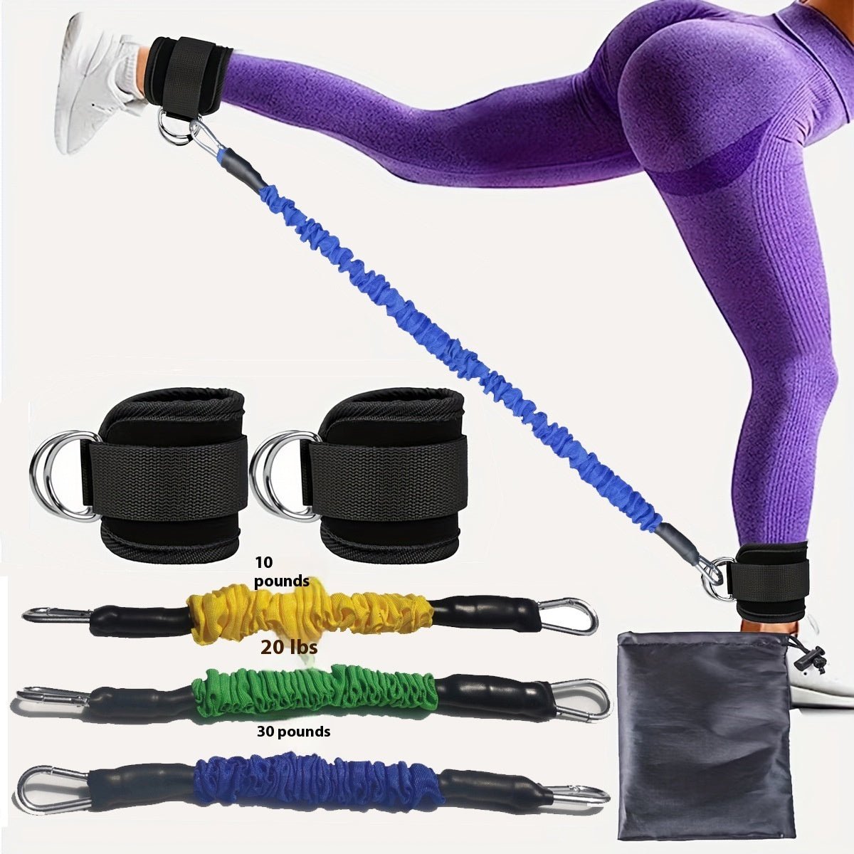 Ankle Strap Resistance Bands Hip Leg Strength  Elastic Training Home Yoga Pilate  - Reffitt & Co.