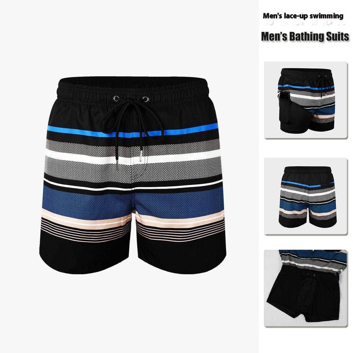 Men's Double - layer Swimming Trunks Anti - embarrassment XL Mens - Reffitt & Co.